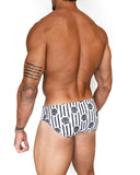 Bañador Ostra de BORNEO con estampado de rayas blanco y negro, vista posterior