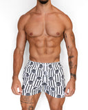 Short de baño Ostra de BORNEO con estampado de rayas blanco y negro, vista frontal